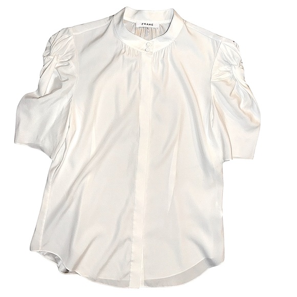 FRAME Gillian Puff Sleeve Silk Blouse - Picture 12 of 13